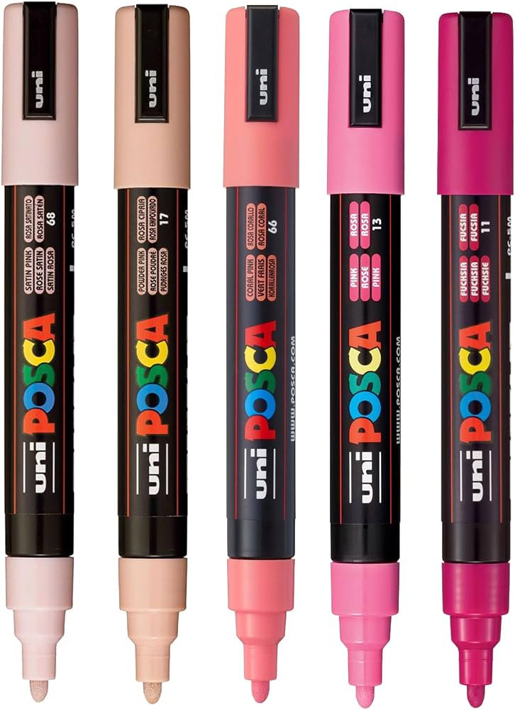 posca Paint Art Markers, Set of 5 5M Medium Markers with Reversible Tips, Pink Collection | Amazon (US)