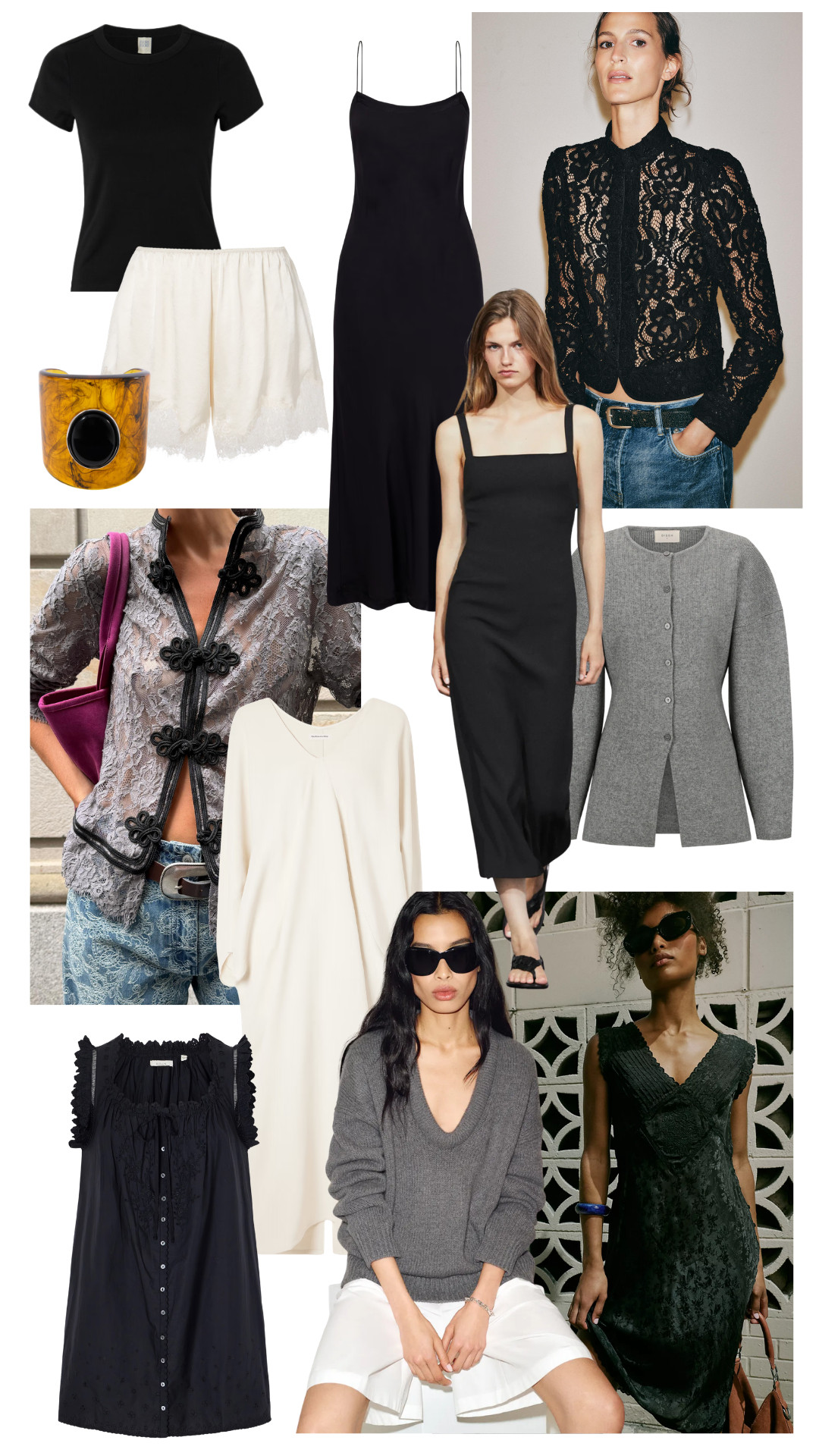 My August Favourites 
| DISSH Cashmere | Lace Shirt | Black Maxi Dress | Baby Tee | Satin Lace-trim Shorts | Resin Cuff | Broderie Anglais Dress 

 #LTKuk #LTKsummer #LTKautumn