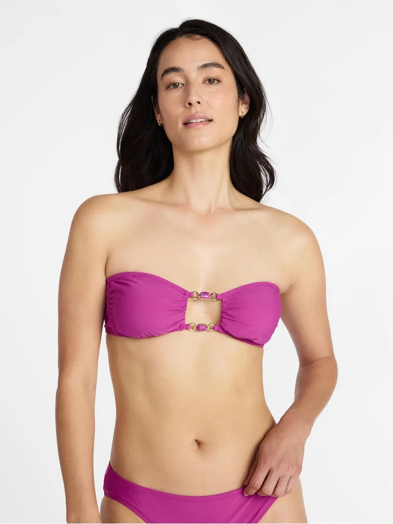 Time and Tru Women’s Bandeau Bikini Top with Beads, Sizes XS-XL | Walmart (US)