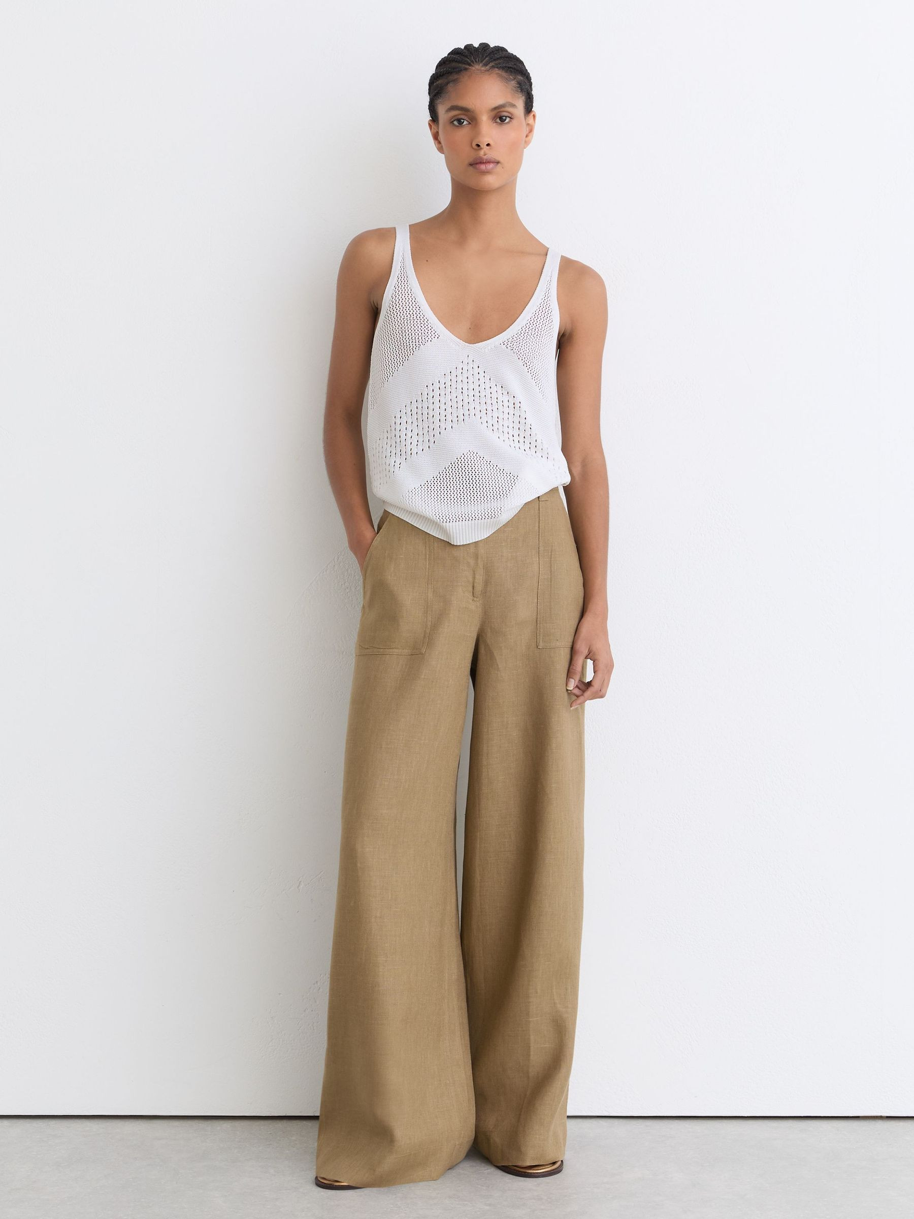 Reiss Open-Stitch Knitted Vest in Ivory - REISS | Reiss UK