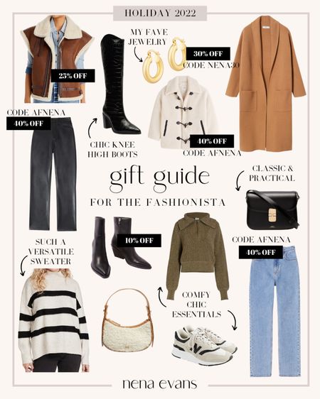 Gift guide for fashion lover, gift ideas for the fashionista, gifts for her. Code NENA30 to save on my favorite gold jewelry! Code AFNENA for an additional 15% off (on top of 30% sitewide) on faux leather pants, medium wash straight leg jeans, and toggle Sherpa coat! 









Gift ideas for her
Gift guide for her
Style gifts
Fashion gifts
Abercrombie coat
Abercrombie jeans
Striped sweater
Everyday bag
Leather pants
Shearling vest
Sherpa jacket
Tan coat
Black knee high boots
Gold hoops 
Neutral sneakers
Black booties
Nena evans
Nena Evans gift guide 

#LTKstyletip #LTKCyberweek #LTKGiftGuide