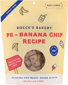 Bocce's Bakery PB Banana Chip Recipe Treats for Dogs, Wheat-Free Everyday Dog Treats, Real Ingred... | Amazon (US)