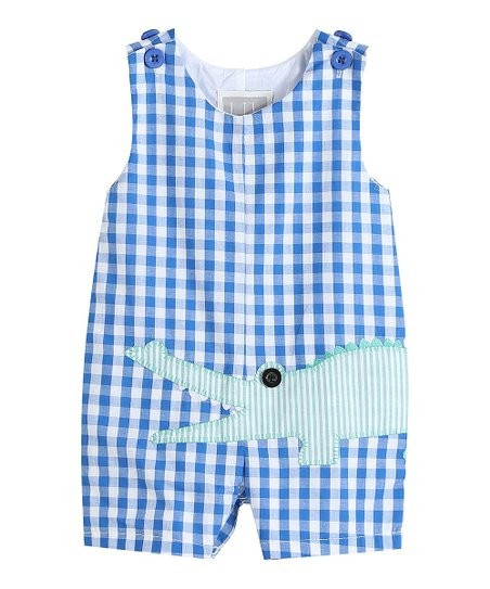 Lil Cactus Royal Blue & Green Alligator Shortall - Infant & Toddler | Zulily