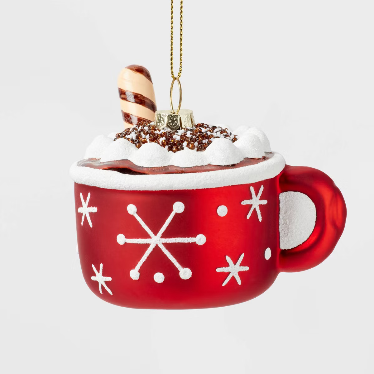 Glass Hot Cocoa Mug Christmas Tree Ornament Red - Wondershop™: Whipped Cream Detail, Indoor Dec... | Target