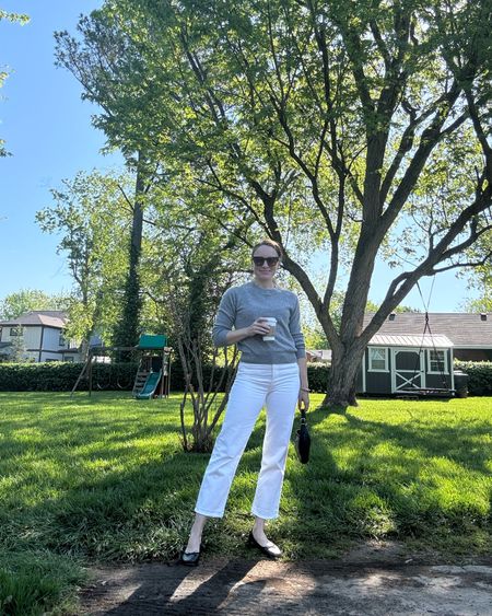 Spring transitional outfit idea with my favorite year round cashmere sweater from quince. I’m also loving the Levi’s ribcage in white. 

#LTKSeasonal