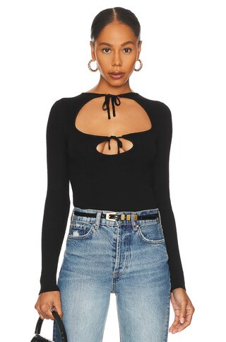 MAJORELLE Hailey Tie Front Sweater in Black from Revolve.com | Revolve Clothing (Global)
