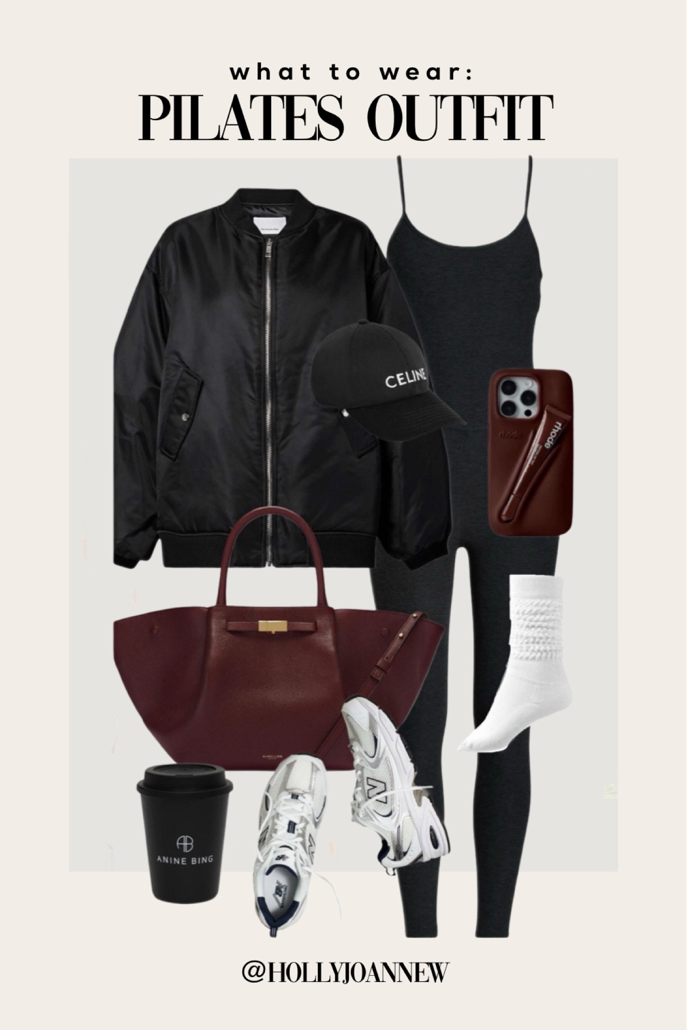 Pilates Outfit 🖤

Anime Bing Jacket Sweatshirt and Coffee Cup Tumbler
New Balance Sneakers Tennis Shoes
Rhode Fall Phone Case and Lipgloss 
Beyond Yoga Uplevel Space Dye Midi Jumpsuit
Celine Baseball Cap
Demellier London The midi New York Small Grain

#LTKFitness #LTKStyleTip #LTKActive