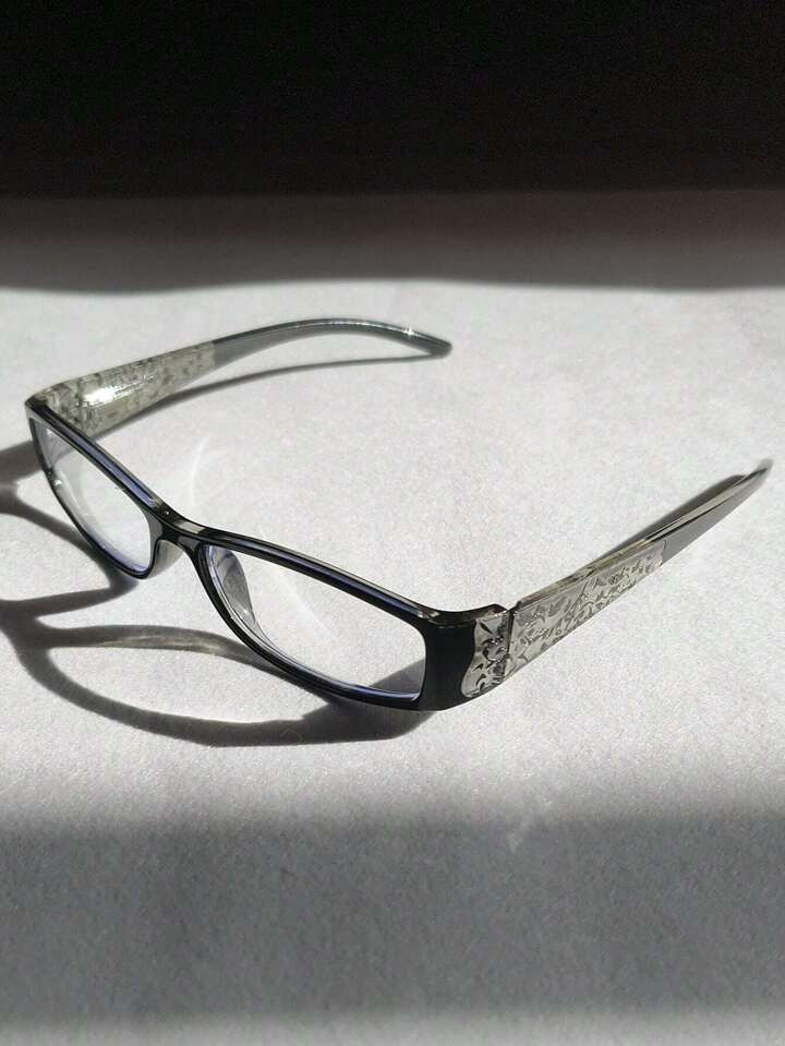 2 Pairs Anti-Blue Light Rectangle Glasses With Rhinestone & Trendy Pattern Decoration, Ideal For Computer Use To Reduce Eye Strain & Daily Wear For Fashionable Look Clear Glasses Accessories | SHEIN