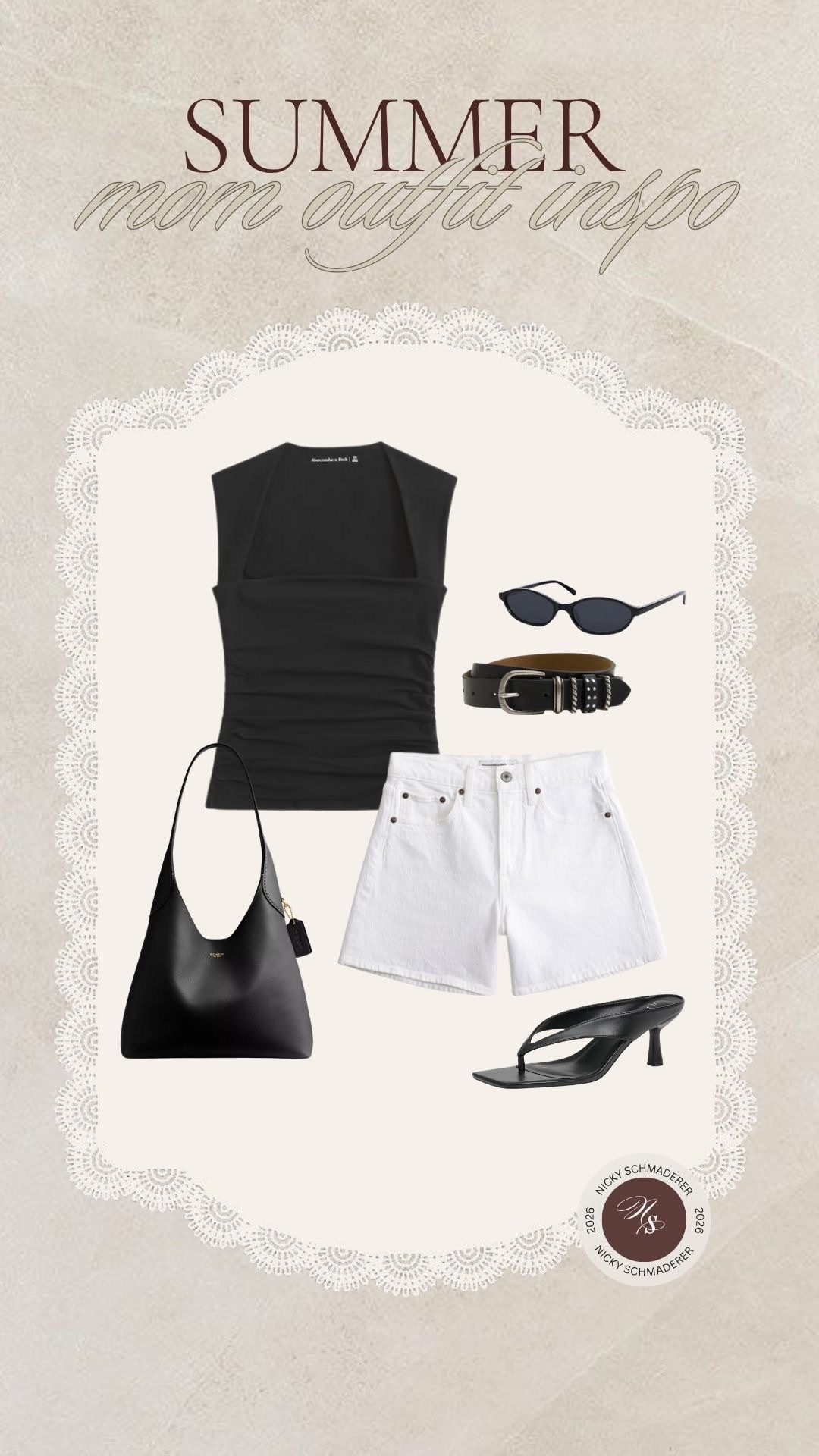 Summer outfit inspo! 
Chic black and white outfit for a casual outing 
Use code SHORTSAF on Abercrombie

#LTKootd #LTKmomlife #LTKgrwm