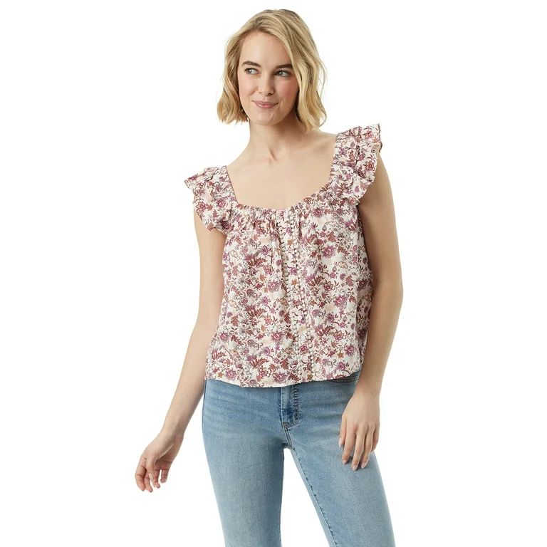Jessica Simpson Women's and Women's Plus Violetta Flutter Sleeve Top | Walmart (US)