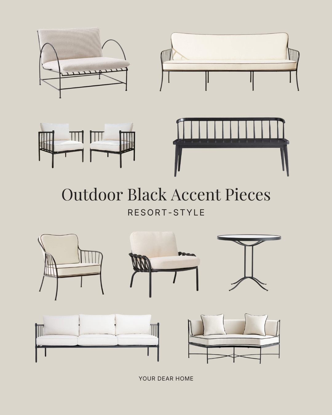 Black metal outdoor pieces that add contrast and bring a sharper, more elevated look to neutral patio spaces 

 #LTKSeasonal #LTKHome
