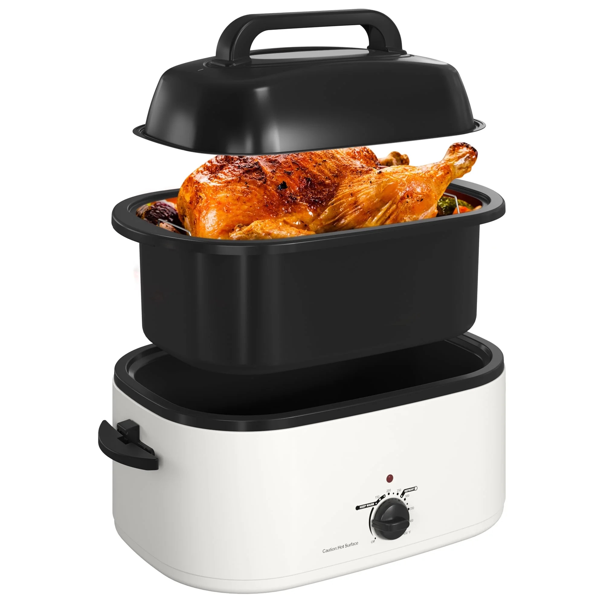 RoyalCraft 22 Quart Electric Roaster Oven with Visible & Self-Basting Lid, Stainless Steel, White... | Walmart (US)