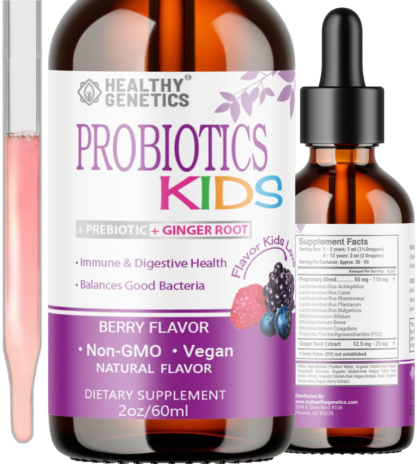 Liquid Probiotics for Kids & Toddlers | + Prebiotic + Ginger Root | Acidophilus Probiotic | Dairy... | Amazon (US)