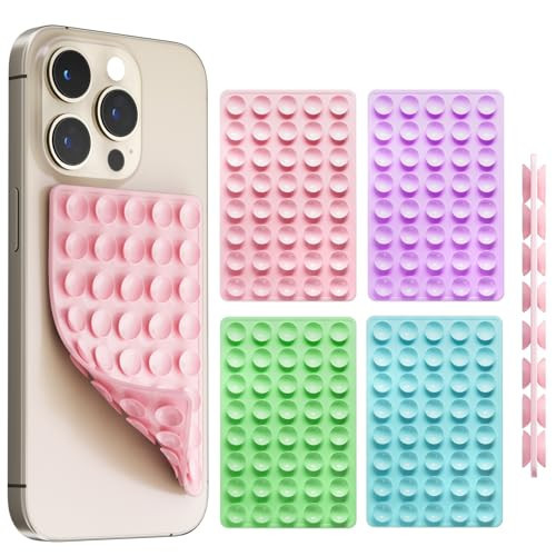 Silicone Suction Phone Case Mount,Non Slip Suction Cup Phone Mount, Hands-Free Strong Grip Holder for Selfies and Videos, Non Slip Sticky Phone Grip for Cell Phone (4 Pack) | Amazon (US)
