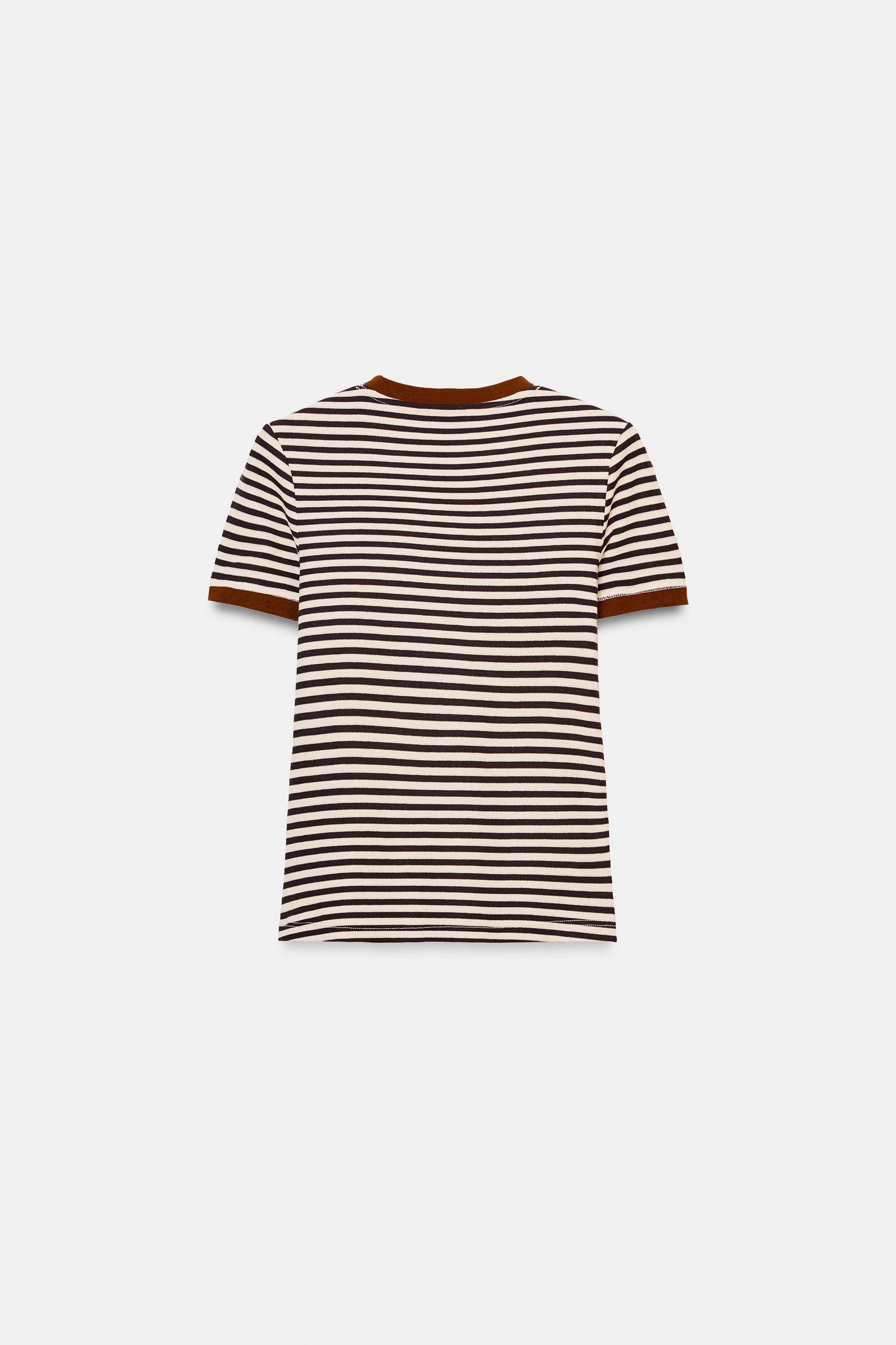 STRIPED SHORT SLEEVE T-SHIRT | Zara UK