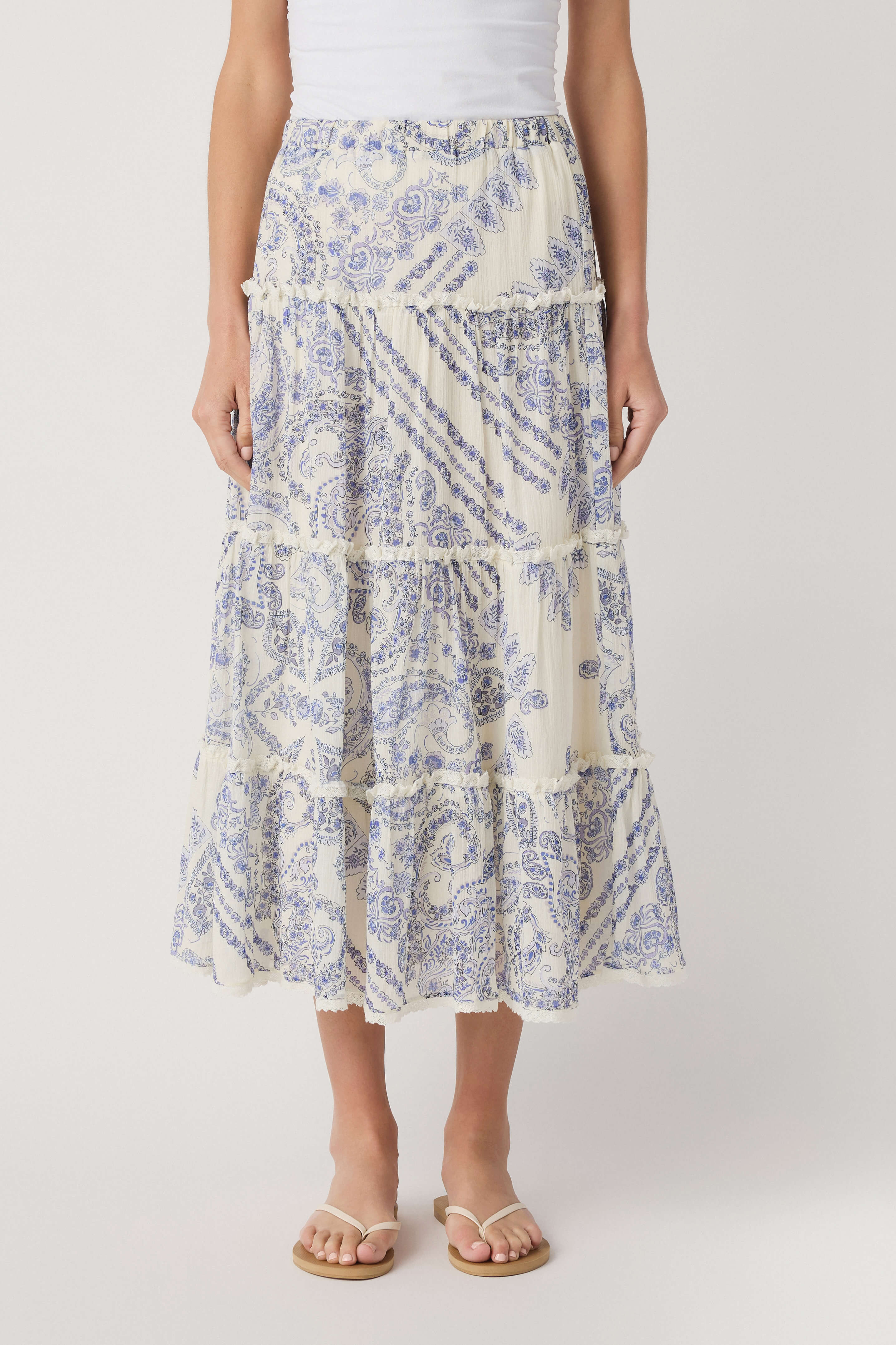 Olivaceous Kyra Tiered Maxi Skirt | Social Threads
