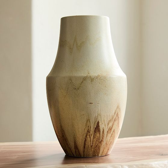 Sahar Ceramic Tabletop Vase, Sand Dune/Ivory, 13in | West Elm (US)