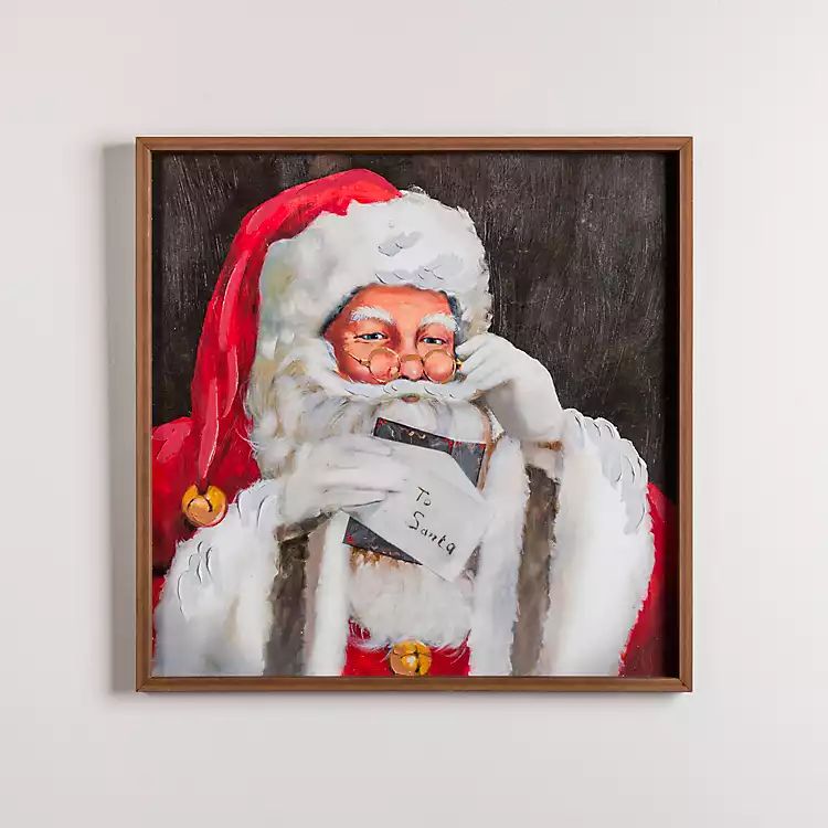 New! Jolly Santa with Letter Framed Art Print | Kirkland's Home