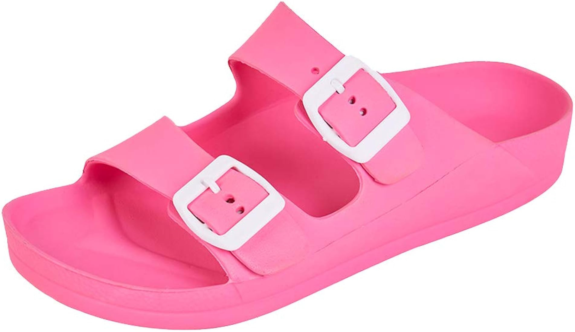 FUNKYMONKEY Women's Comfort Slides Double Buckle Adjustable EVA Flat Sandals | Amazon (US)