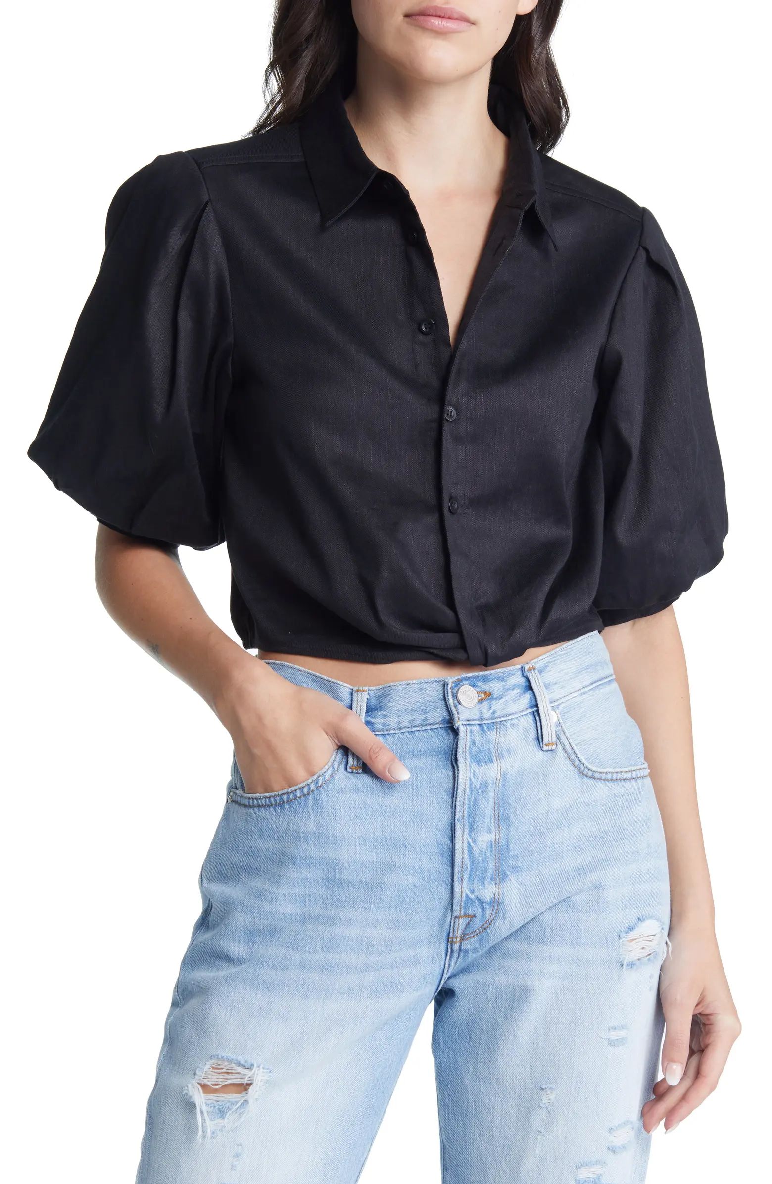 FRAME Voluminous Twist Crop Blouse | Nordstrom | Nordstrom