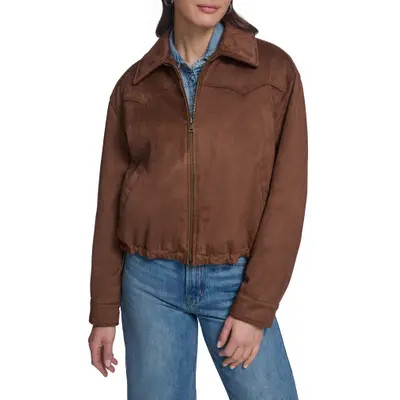 levi's Western Yoke Faux Suede Bomber Jacket in Maple at Nordstrom, Size X-Small | Nordstrom