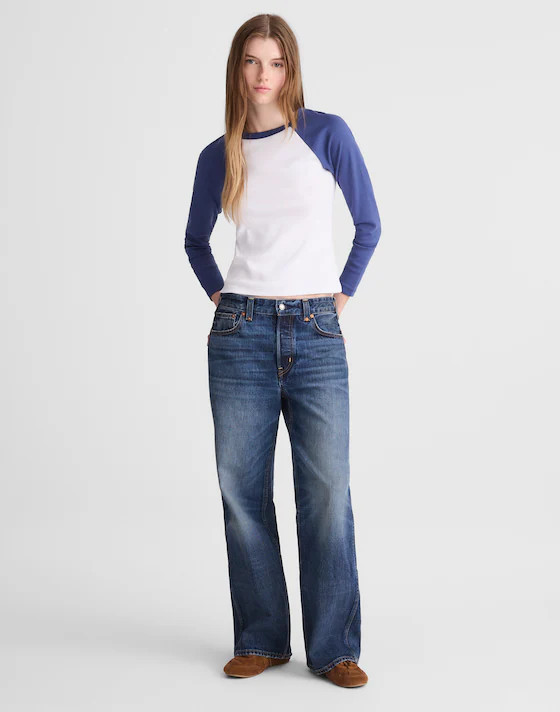 The '90s Long-Sleeve Tee in Compact Cotton | Madewell