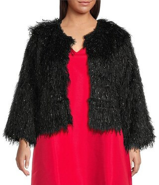 Sugarlips Plus Size Himari Metallic Fringe Crew Neck Long Sleeve Jacket | Dillard's | Dillard's