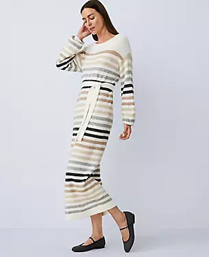 Weekend Collection Striped Midi Sweater Dress | Ann Taylor