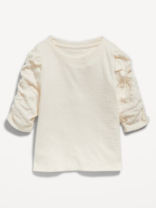 Ruched Puff-Sleeve Textured-Knit Top for Girls | Old Navy (US)