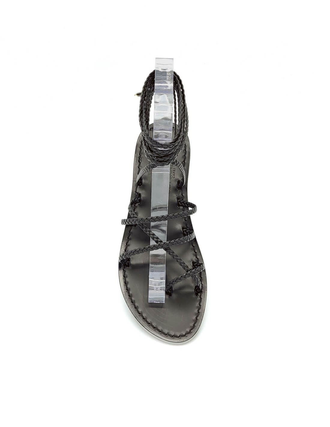 Dea Sandals Total Black Leather Gladiator Sandals | Italist.com US