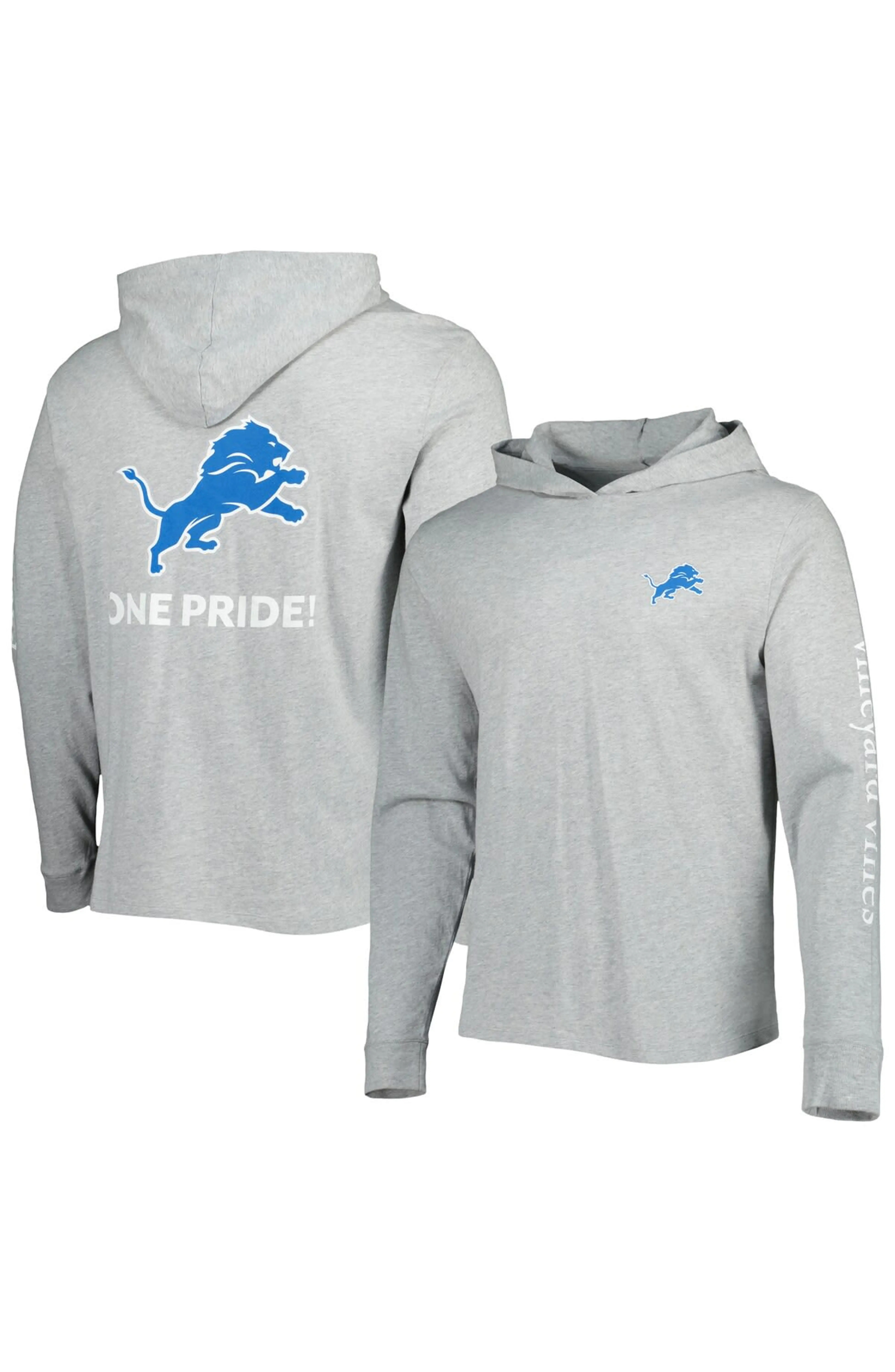 vineyard vines Men's Vineyard Vines Heathered Gray Detroit Lions Local Long Sleeve Hoodie T-Shirt... | Nordstrom