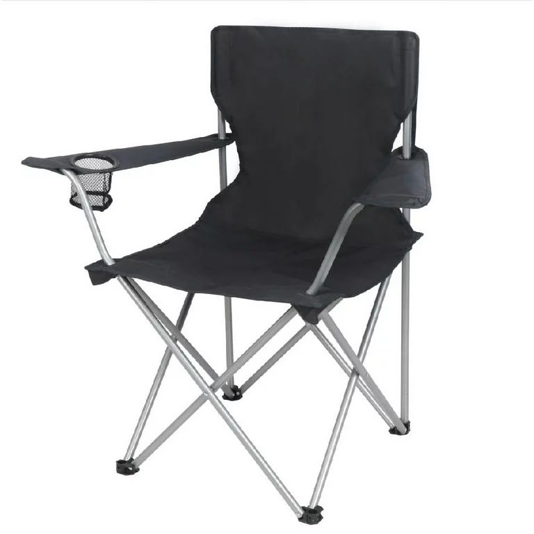 Ozark Trail Adult Basic Quad Folding Camp Chair with Cup Holder, Black - Walmart.com | Walmart (US)