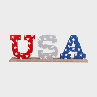Tabletop Americana Decor Sign USA Red White/Blue/Silver - Sun Squad&#8482; | Target