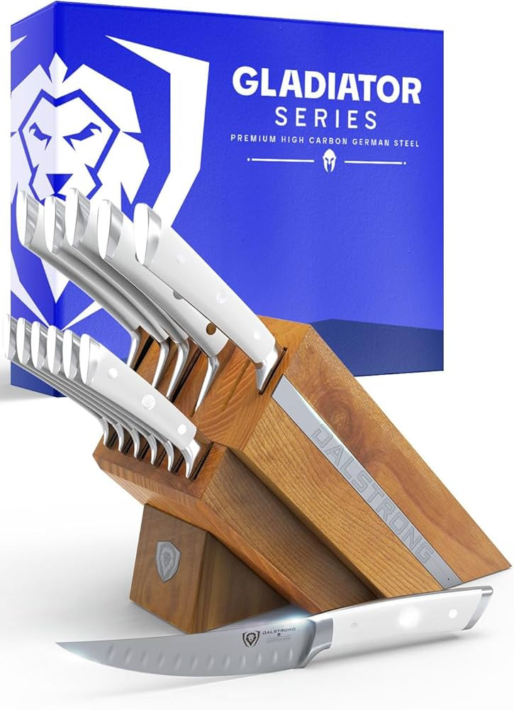 Dalstrong 12-Piece Knife Block Set - Gladiator Series Elite - White Handles - German HC Steel - H... | Amazon (US)