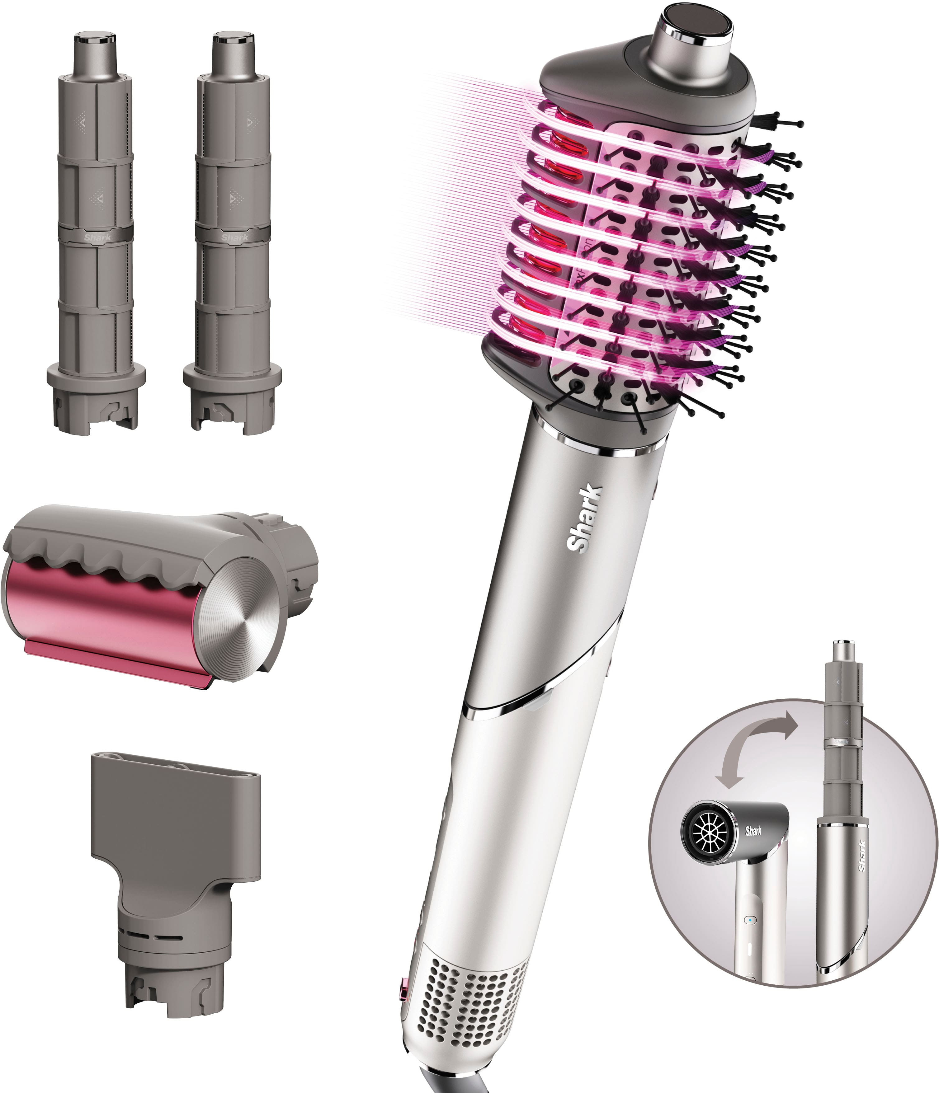 Shark - FlexFusion Air + Ceramic Styling & Drying System with Scalp Shield Mode - Metallic Mist | Best Buy U.S.