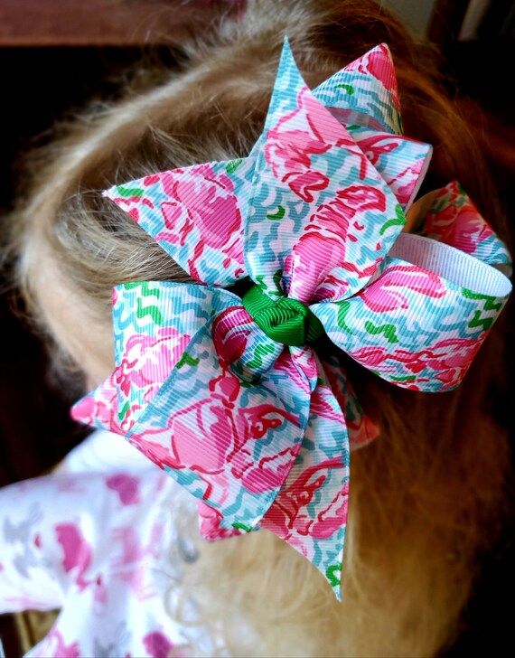 Lilly inspired double stacked hair bows. Lilly P. Girls bows. Large bows. Southern Bows. Preppy B... | Etsy (US)