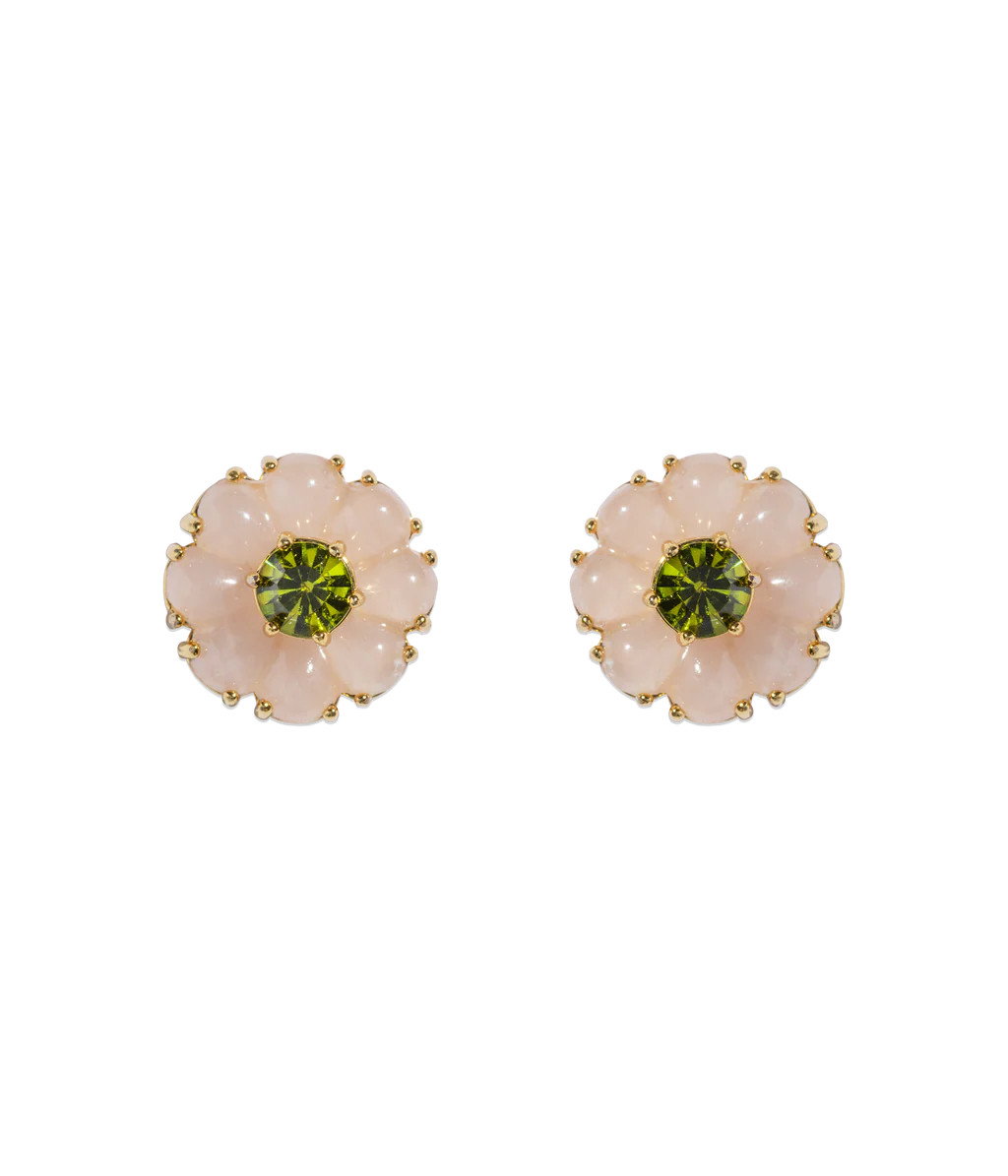 Emeline Flower Studs in Rose Quartz | Over The Moon