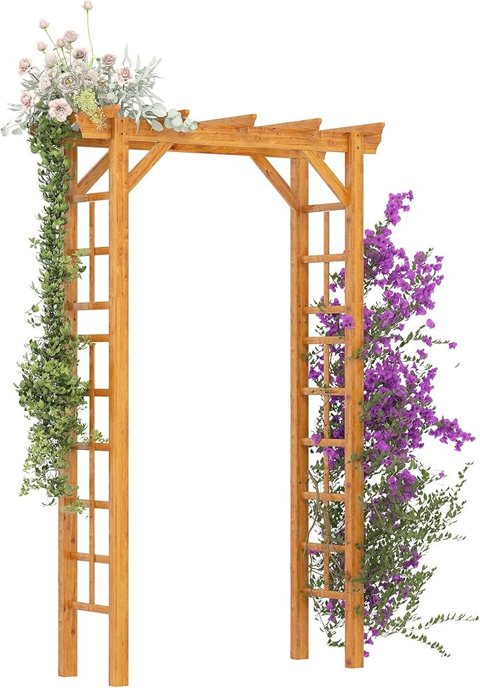 Outsunny 85" Wooden Garden Arbor for Wedding and Ceremony, Outdoor Garden Arch Trellis for Climbi... | Amazon (US)
