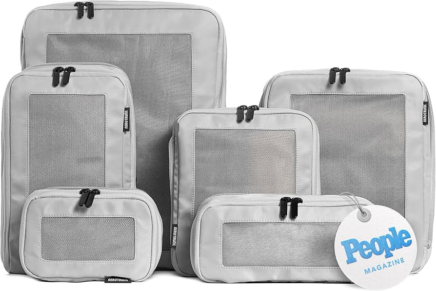 Aerotrunk Compression Packing Cubes for Travel, 6-Pack, Light Grey | Amazon (US)