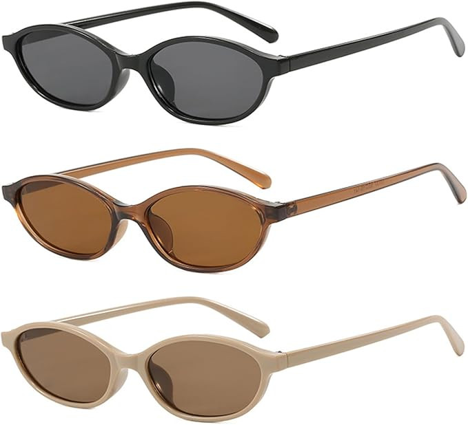 3 Pieces of Oval Sunglasses, Retro Fashion Glasses, Eye Protection Accessories, Personalized Clot... | Amazon (UK)