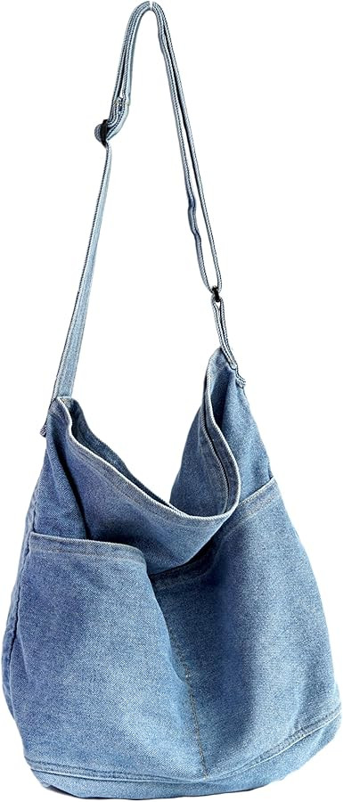 YunZh Denim Shoulder Bag for Women, Casual Style Lightweight Classic Retro Travel Shopper Hobo Ba... | Amazon (US)