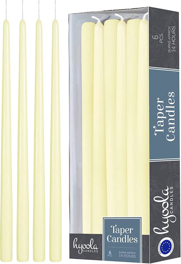 Hyoola Tall Taper Candles - 16 Inch Ivory Unscented Dripless Taper Candles - 14 Hour Burn Time - ... | Amazon (US)