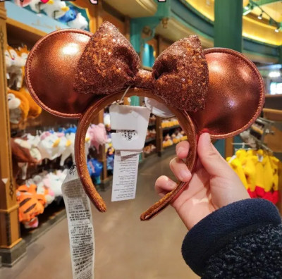 Authentic Disney bronze colour sequined minnie mouse ear Headband Disneyland New | eBay US