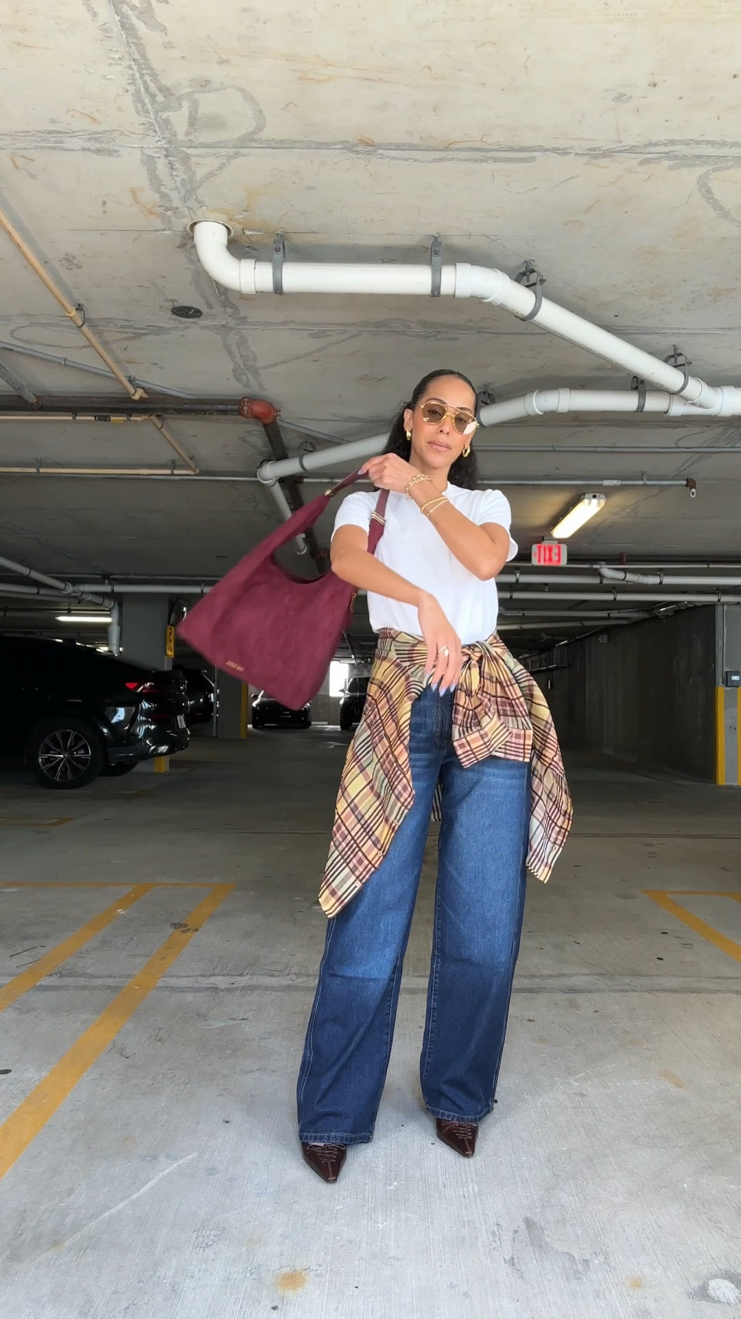 wearing size 27 jeans and M in the tee