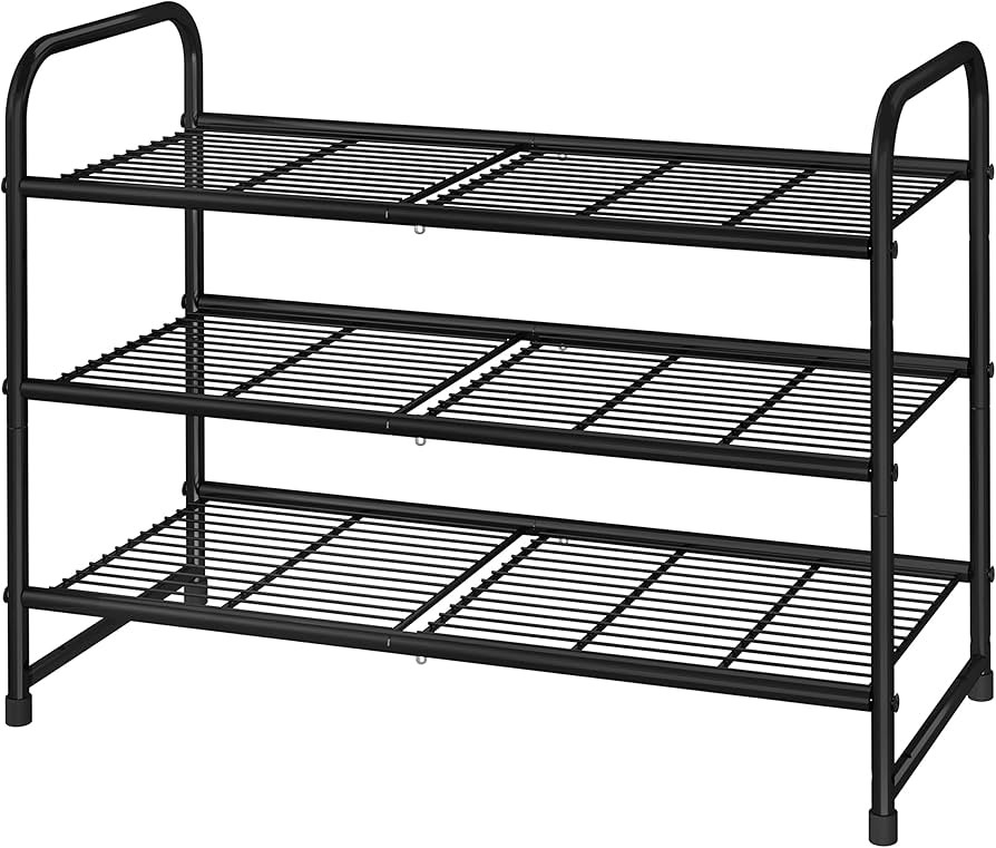 Simple Trending 3-Tier Stackable Shoe Rack, Expandable & Adjustable Shoe Shelf Storage Organizer,... | Amazon (US)
