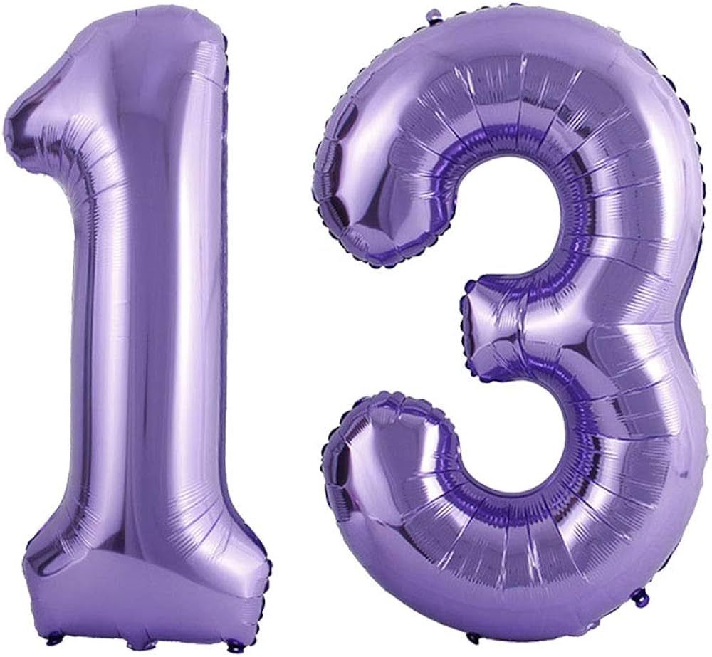 Number 13 Purple Foil Jumbo Digital Mylar Balloons, 40inch 13th Birthday Party Decorations, Merma... | Amazon (US)