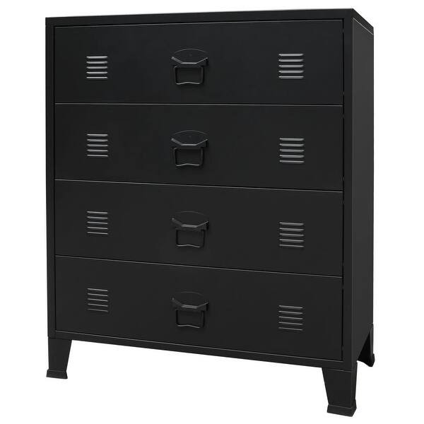vidaXL Chest of Drawers Metal Industrial Style 30.7"x15.7"x36.6" Black - Overstock - 29049722 | Bed Bath & Beyond