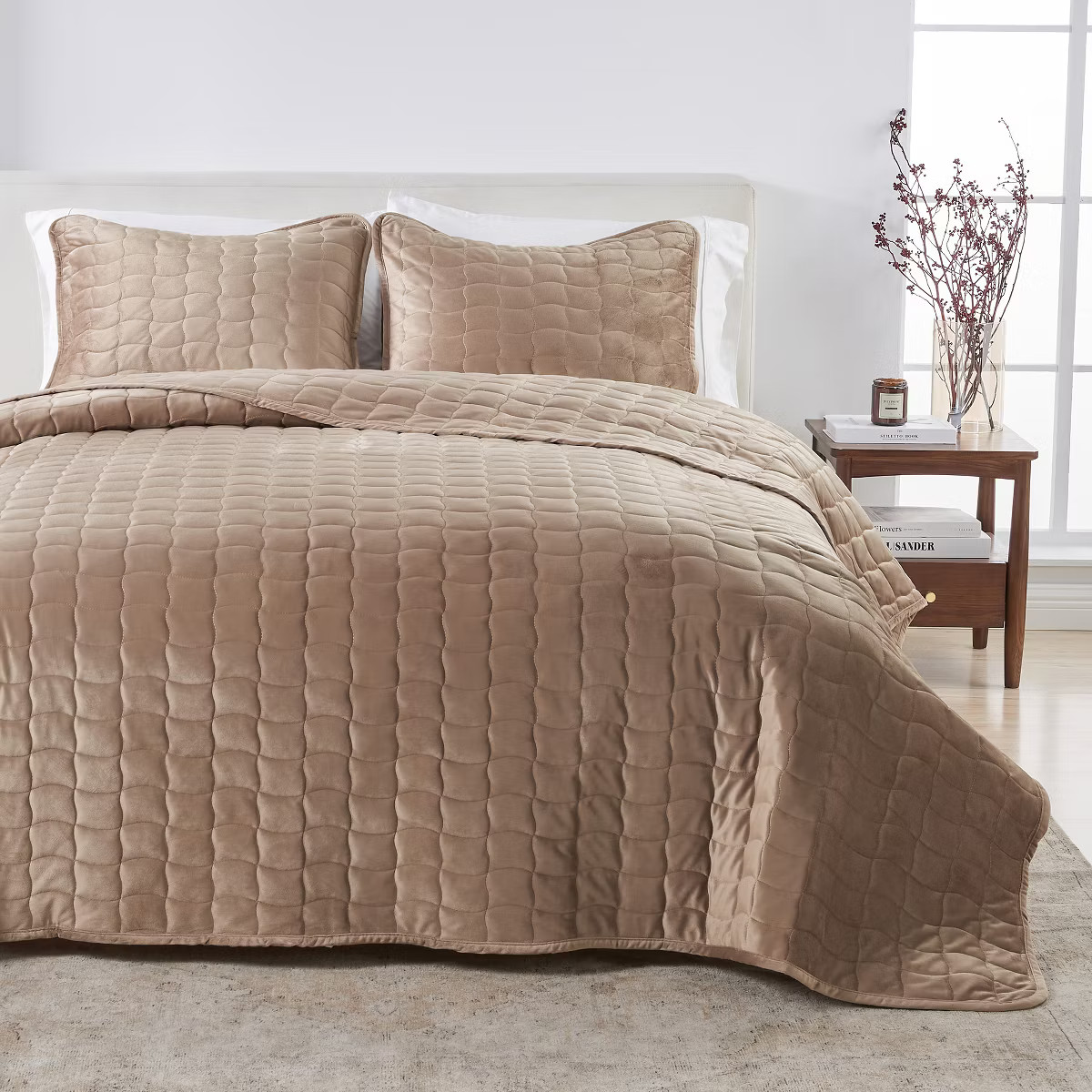 Dual-Sided Velvet Box-Stitched Heavyweight Quilt Set - Great Bay Home | Target