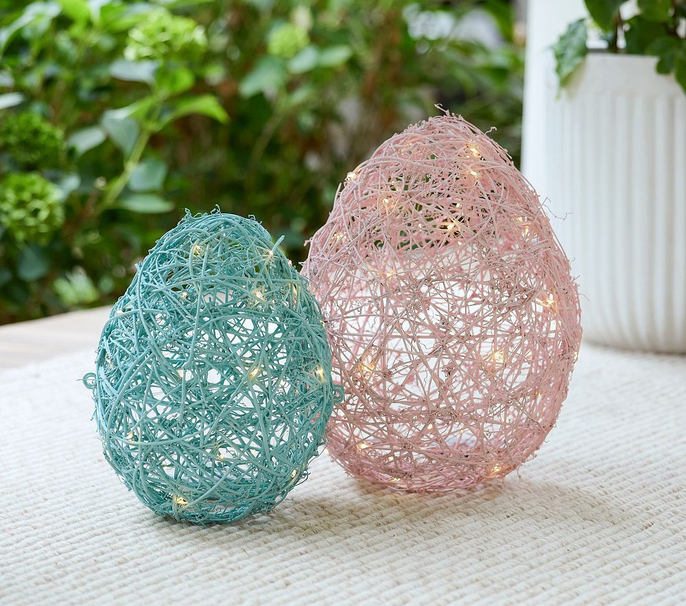 Egg Rattan Outdoor Lit Decor, Set of 2 | Pottery Barn Kids