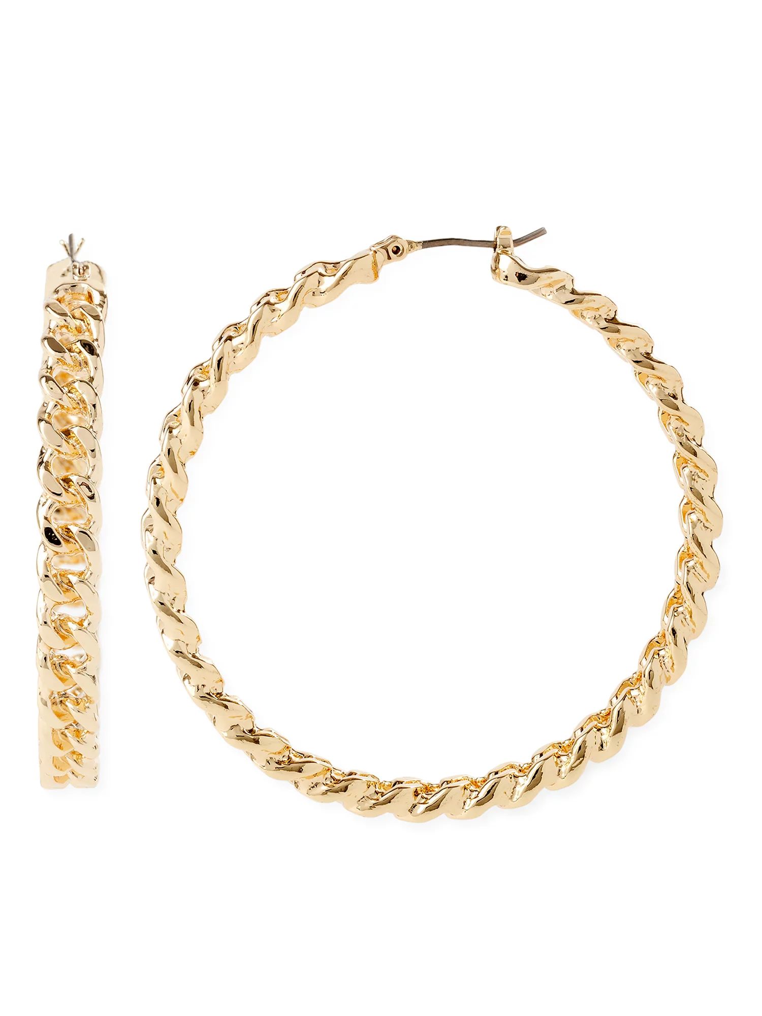 Sofia Jewelry by Sofia Vergara Women's Gold-Tone Chain Hoop Earrings - Walmart.com | Walmart (US)